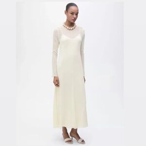 MANGO Claire Semi Sheer Maxi Dress, Light Beige✨ NWT